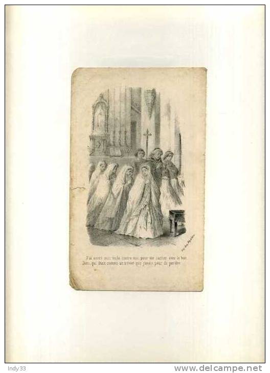 - COMMUNION ? . LITHO DU XIXe S.    COLLEE SUR PAPIER - Religion & Esotérisme