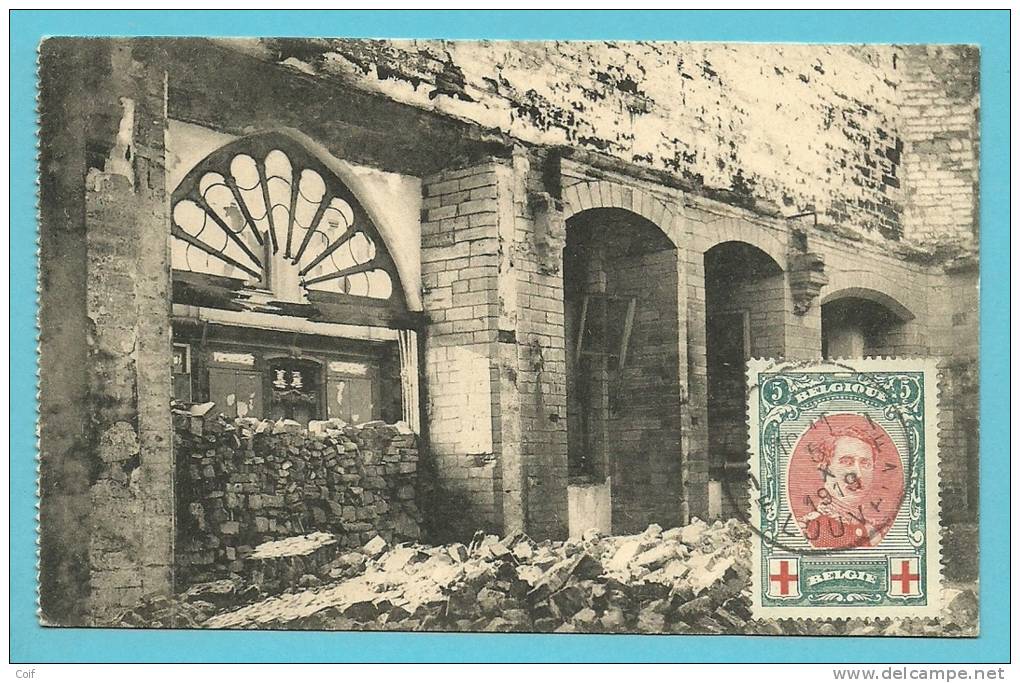 132 Op Kaart (Ruines De Louvain / Universite Interieur) Met Cirkelstempel LEUVEN / LOUVAIN 1F - 1914-1915 Croix-Rouge