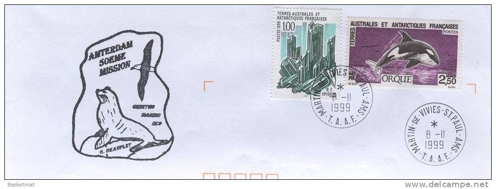 TAAF ENV MARTIN DE VIVIES DU 8/11/1999 1 CACHET   AMSTERDAM 50° MISSION - Unused Stamps