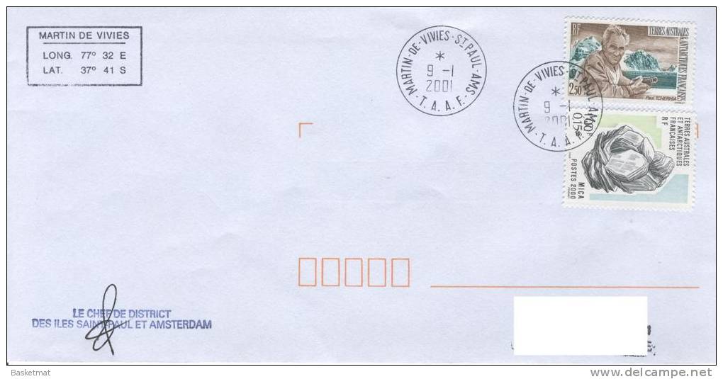 TAAF ENV MARTIN DE VIVIES DU 9/1/2001 - Unused Stamps