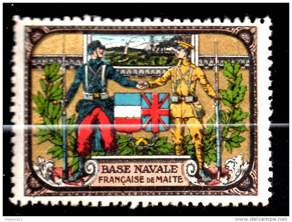 Vignette DELANDRE - Base Navale Française De Malte - 1914 - 1918 WWI WW1 Cinderella Poster Stamps Seals France - Vignettes Militaires