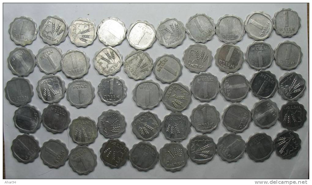 ISRAEL LOT 50 COINS AGORAH AGORA 1960:80 TEMPLATE LIST FREE SHIPPING , SURFACE MAIL. REGISTERED. - Otros – Asia