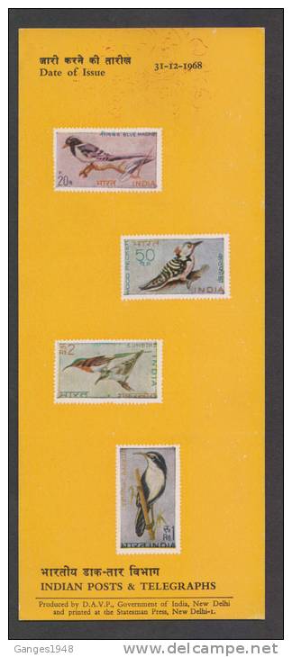 India 1968   BIRDS UNSTAMPED INFO CARD  #28477  Indien Inde - Other & Unclassified
