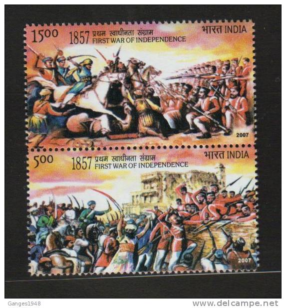 INDIA 2007 -  5oo+5oo  FIRST OF WAR OF INDEPENDENCE 2v S/t  SOLDIERS SWORDS  # 14876 S Inde  Indien - Nuovi