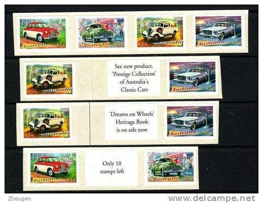 AUSTRALIA 1997 CARS  MNH PEEL & STICK STAMPS FROM COLLECTORS PACK - Mint Stamps