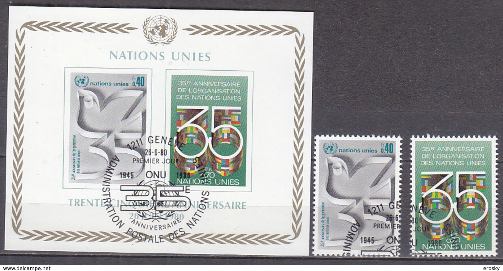B1032 - ONU UNO GENEVE Yv N°92/93 + BF - Used Stamps