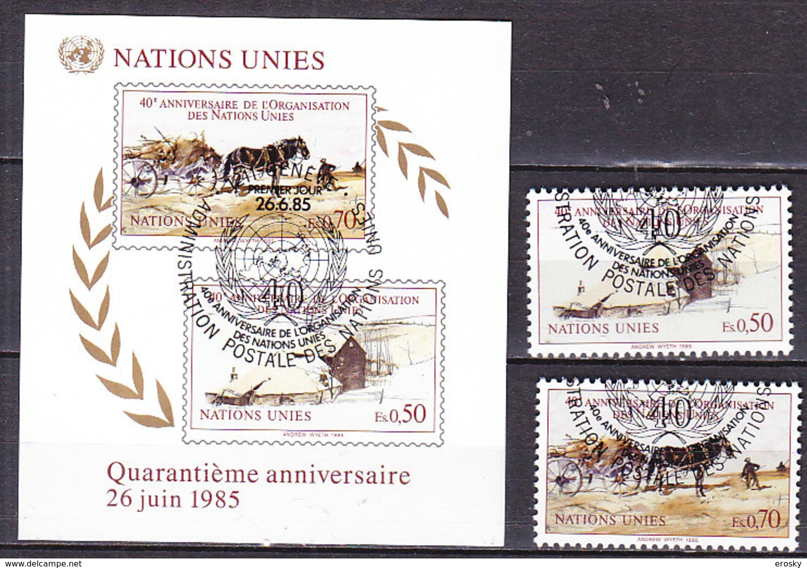 B1033 - ONU UNO GENEVE Yv N°133/34 + BF - Used Stamps