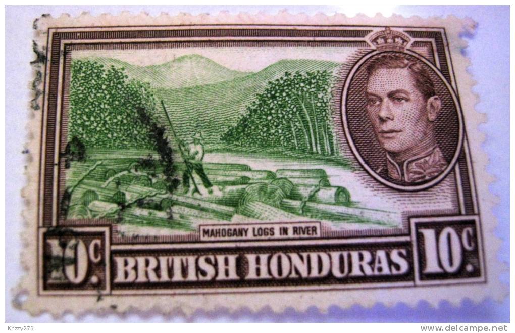 British Honduras 1937 Mahogany Logs In River 10c Used - British Honduras (...-1970)