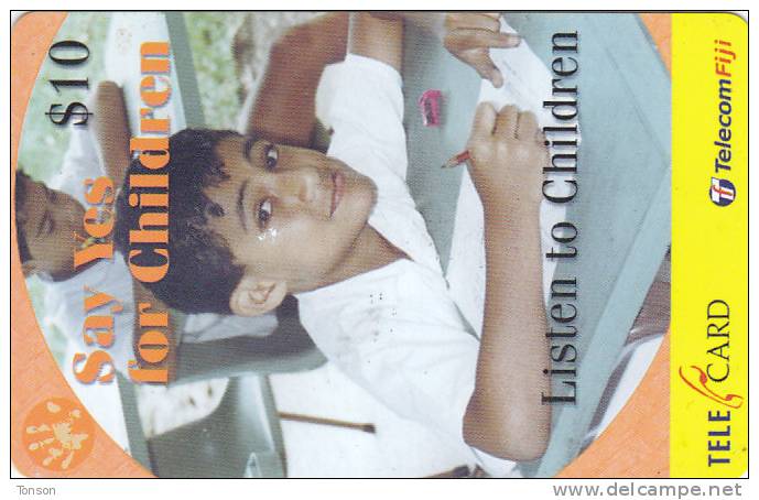 Fiji, FIJ-R-091c, $10, Unicef, Listen (99186), 2 Scans - Fidji