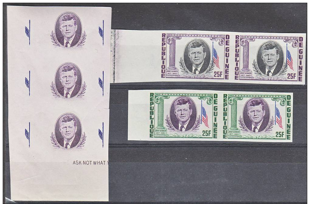 VIR087b Guinea 1963 MNH Imperf Color Varieties Kennedy - Kennedy (John F.)