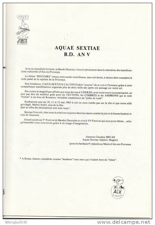 ASTERIX. RARE Programme, Catalogue Du 5e Festival BD 1985 à AIX EN PROVENCE. AQUAE SEXIAE B.D. AN V. - Advertisement