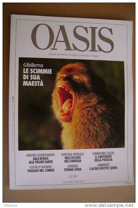 PAU/11 Rivista OASIS 1990/SCIMMIE Di GIBILTERRA/AIRONE GUARDABUOI/AURORA BOREALE/SIMBRUINI-LAZIO/COSTA D´AVORIO/CALENDAR - Nature