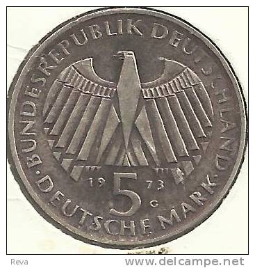 GERMANY 5 MARK EAGLE EMBLEM  FRONT 1848 PEOPLE SPRING  BACK 1973 G AG SILVER AUNC KM? READ DESCRIPTION CAREFULLY !!! - 5 Marcos