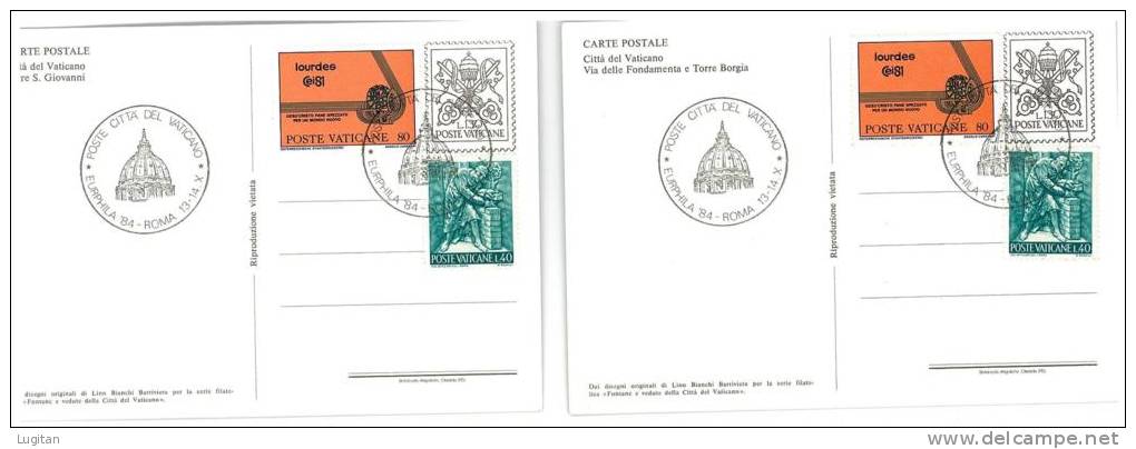 Storia Postale - ANNO 1984 - VATICANO - POSTE VATICANE -  EURPHILA '84 - 5 CARTOLINE - Other & Unclassified