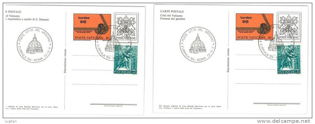 Storia Postale - ANNO 1984 - VATICANO - POSTE VATICANE -  EURPHILA '84 - 5 CARTOLINE - Andere & Zonder Classificatie