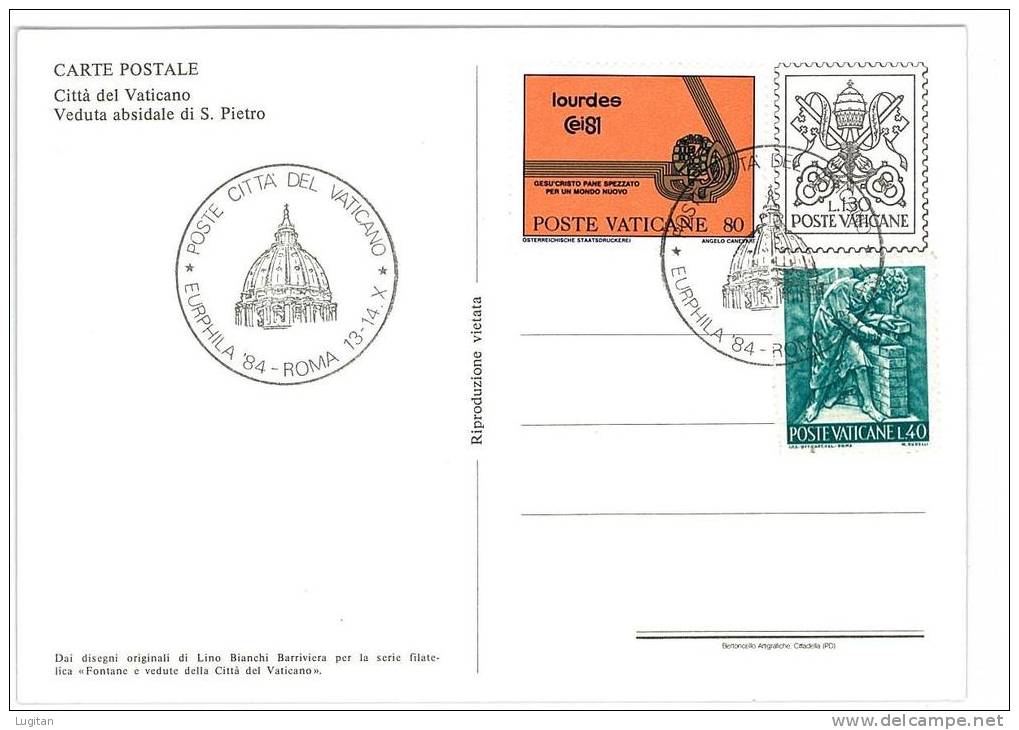 Storia Postale - ANNO 1984 - VATICANO - POSTE VATICANE -  EURPHILA '84 - 5 CARTOLINE - Autres & Non Classés