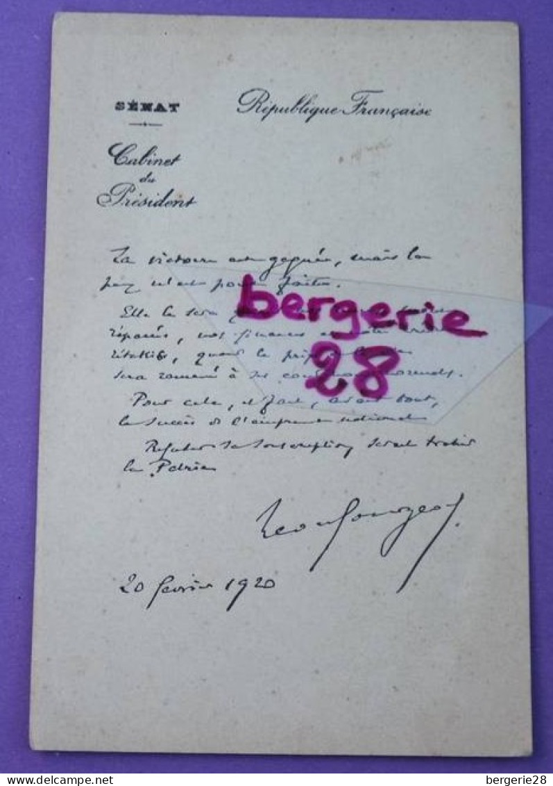 CPA - SENAT Cabinet Du Président "La Victoire...." 20 Février 1920 - Personnages