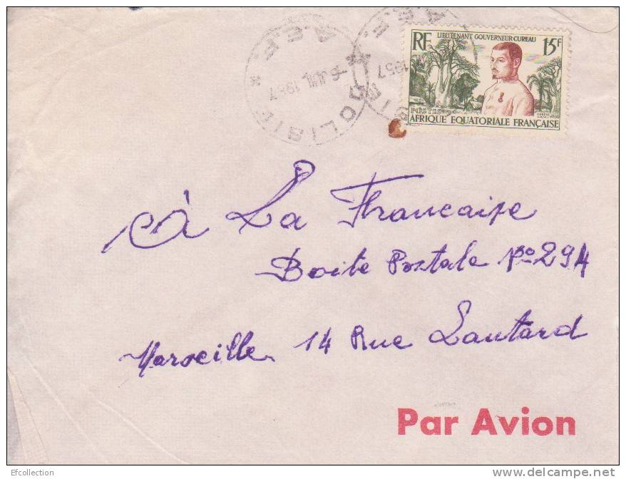 AEF,Congo,Dolisie Le 06/07/1957,colonies,lettr E,lieutenant Gouverneur Cureau,15f N°230 - Covers & Documents