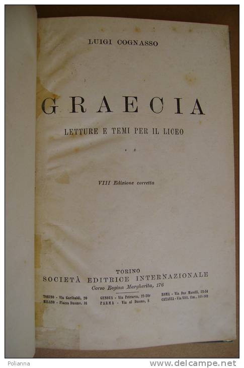 PAU/60 Luigi Cognasso GRAECIA Società Editrice Internazionale 1940/Greco - Klassiekers