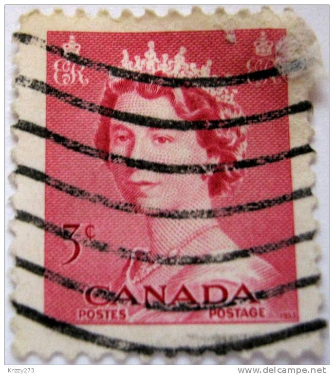 Canada 1953 Queen Elizabeth II 3c - Used - Oblitérés