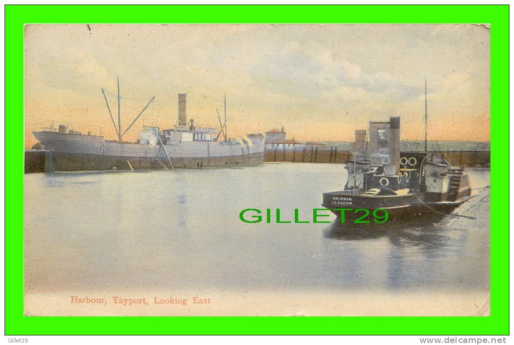 SHIP, TUG BOAT  " DOLPHIN " GLASGOW - TAYPORT, SCOTLAND - HARBOUR, LOOKING EAST -  TRAVEL - - Tugboats