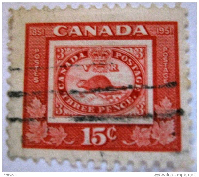 Canada 1951 Centenary Of First Postage Stamp In Canada 15c - Used - Used Stamps