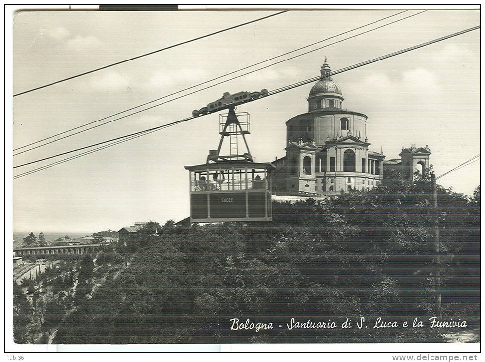 BOLOGNA - SANTUARIO DI S. LUCA  E FUNIVIA -  B/N VIAGGIATA 1951 - FUNIVIA  ANIMATA - TIMBRO POSTE BOLOGNA TARGHETTA - Kabelbanen