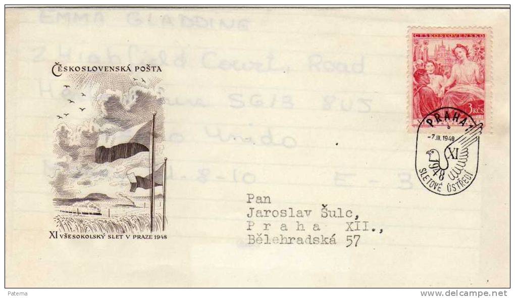 Carta,  PRAHA  1948  Checoslovaquia,, Cover, - FDC