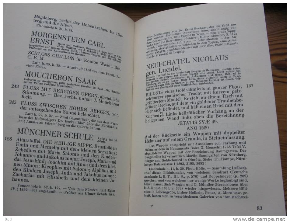 Fürstlich Fürstenbergische Sammlungen  Zu Donaueschingen Verzeichnis Der Gemälde 1934 - Painting & Sculpting