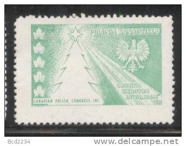 POLAND CANADA POLONICA CANADIAN POLISH CONGRESS FUND RAISING STAMP: ORPHANS INVALIDS & THE ILL Xmas Christmas Maple Leaf - Privaat & Lokale Post