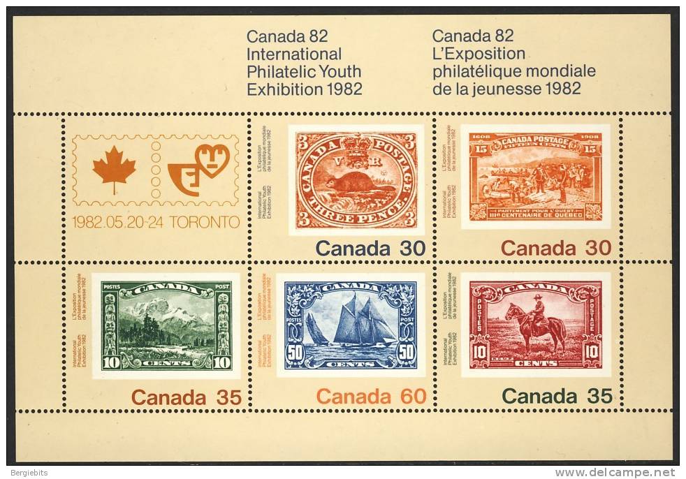 1982 Canada Int.Philatelic Youth Exhibition Toronto MNH Souvenir Sheet STAMP On STAMP - Hojas Bloque