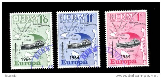 HERM  EUROPA 1964 Série Ø  Carte Géographique  Bateau - Local Issues