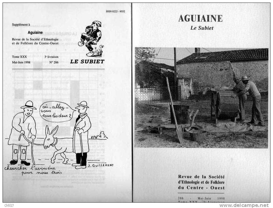 AGUIAINE ET SUBIET SAINTES BENEST LA ROCHELLE  TOME XXX  3E LIVRAISON  N 206   MAI JUIN    1998  SOMMAIRE SCAN - Poitou-Charentes