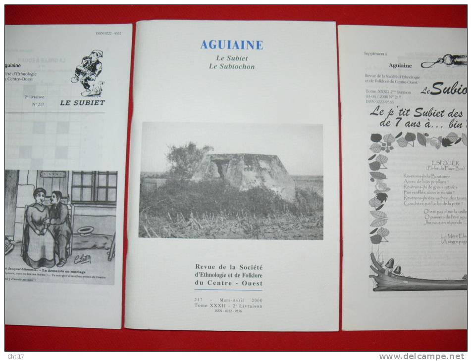 AGUIAINE SUBIET ET SUBIOCHON CRAZANNES PONT L ABBE  TOME XXXII  2E LIVRAISON  N 217   MARS AVRIL    2000  SOMMAIRE SCAN - Poitou-Charentes