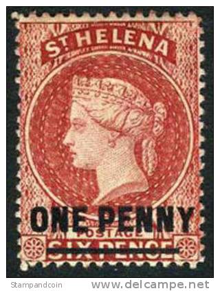 St. Helena #35 Mint Hinged 1p Surcharged Victoria From 1887 - Saint Helena Island