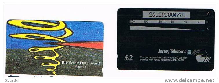 JERSEY TELECOMS (GPT)  - 1994 CUSTOMS DRUGS FREEPHONE:BREAK THE DOWNWARD SPIRAL (CODE  26JERD) - USED ° - RIF. 4353 - Jersey Et Guernesey