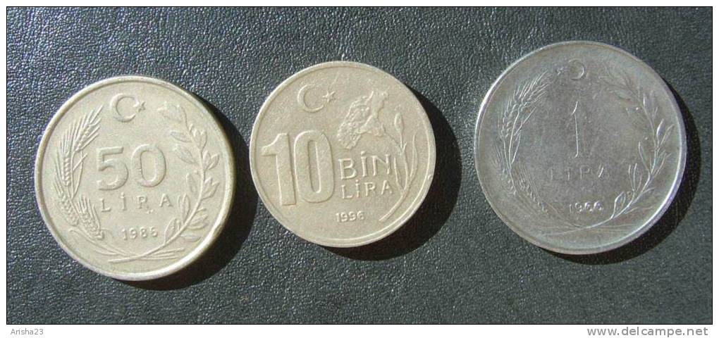 Turkey , 50 LIRA 1986 - 10 LIRA 1996 - 1 LIRA 1966 - Turchia