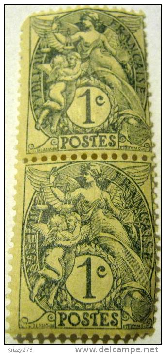 France 1900 Blanc Pair 1c - Mint - 1900-29 Blanc