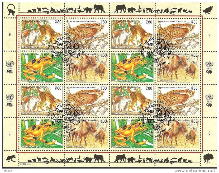 UN / Geneva 1995 Mi# 263-266 Used - Mini Sheet  - Fauna - Used Stamps