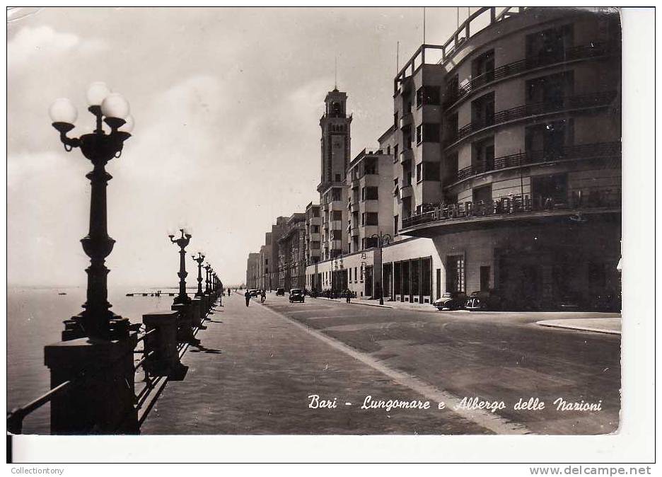 Bari - Lungomare E Albergo Delle Nazioni - Formato Grande - Viaggiata 1955 - Bari