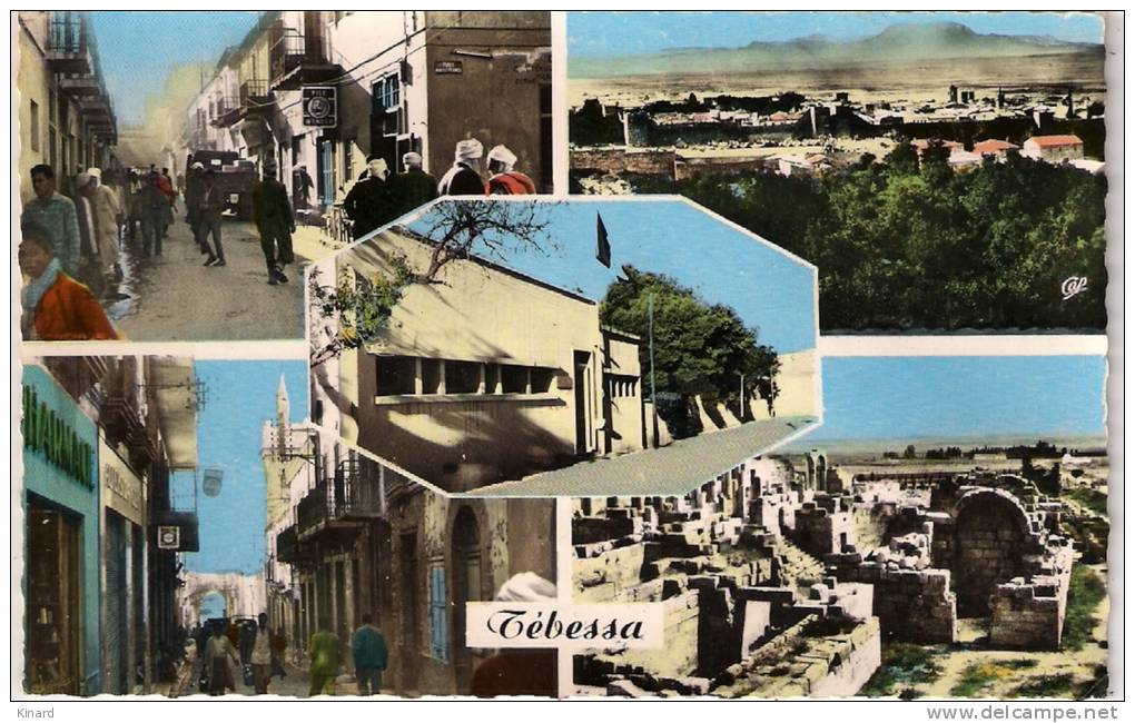 CPA. .   TEBESSA. VUE MULTIPLES, Vers La Porte Salomon,vers La Mosquée,circulé1962. - Tébessa