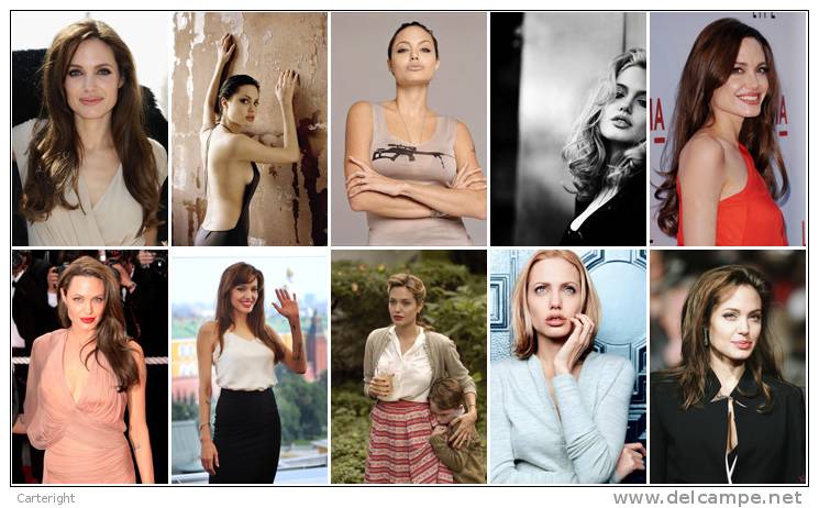 2160 Female Star Angelina Jolie Postkarte Carte Postale Group 10 Diff - Unclassified