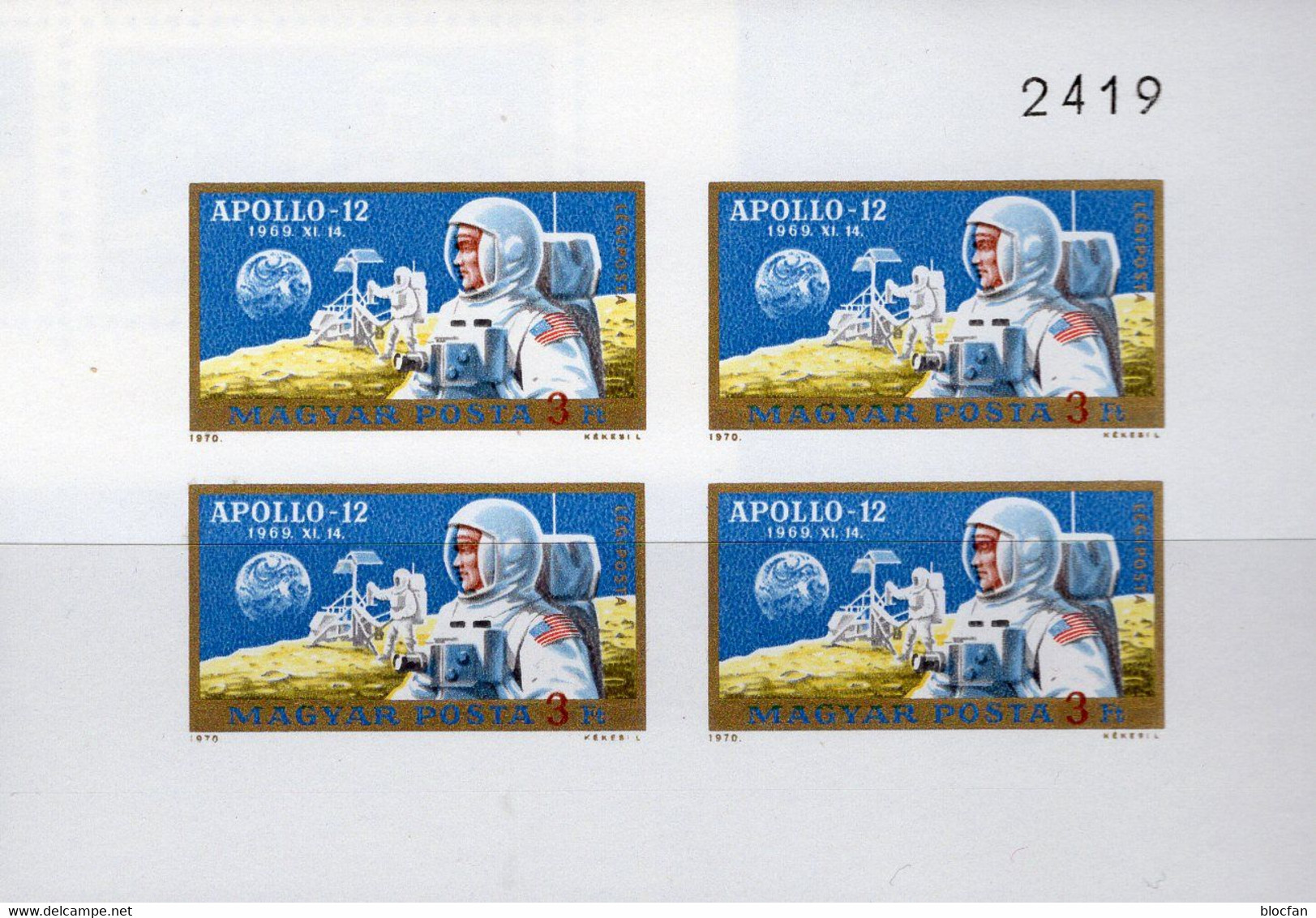Apollo 12 Ungarn 2576 Kleinbogen B ** 25€ Imperf.1970 Astronaut Erde Mond S/s Bloc Space Sheetlet Sheet Bf Hungaria - United States