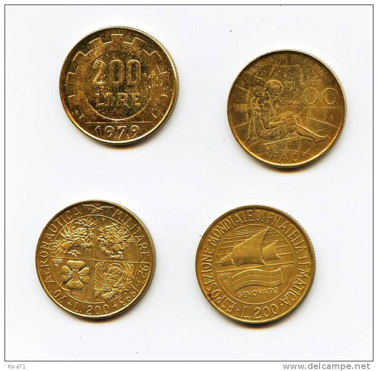 Lot 4 X 200 Lires "ITALIE" Commémoratives - 200 Liras