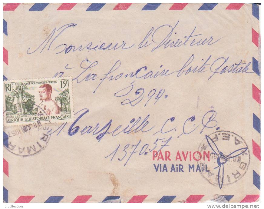 Afrique Equatoriale Française,Oubangui,Grimar I,1957,lettre,Colonies,li Eutenant Gouverneur Cureau - Autres & Non Classés