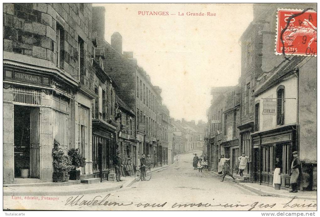 CPA 61 PUTANGES LA GRANDE RUE 1909 - Putanges