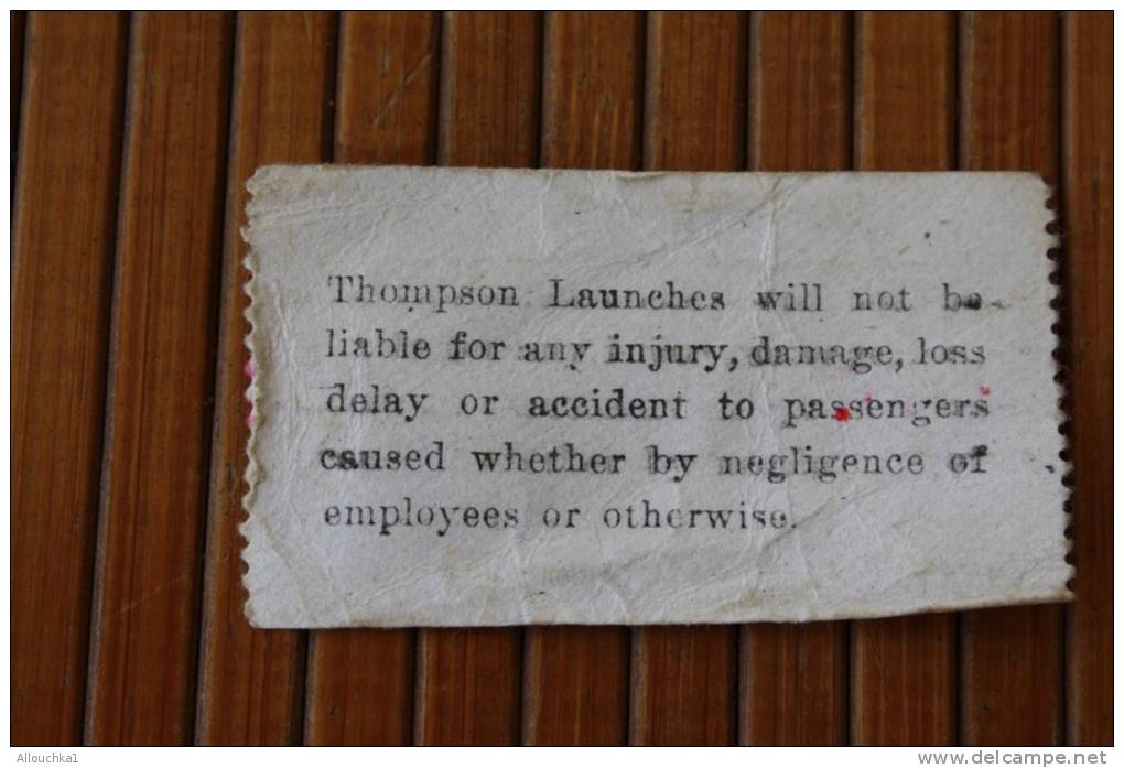 TICKET BILLET D'EMBARQUEMENT  TOWER OF LONDON  CRUISE SINGLE  THOMPSON'S LAUNCHES TICKET DE CROISIERE ANNEE 50 LONDRES - Europa