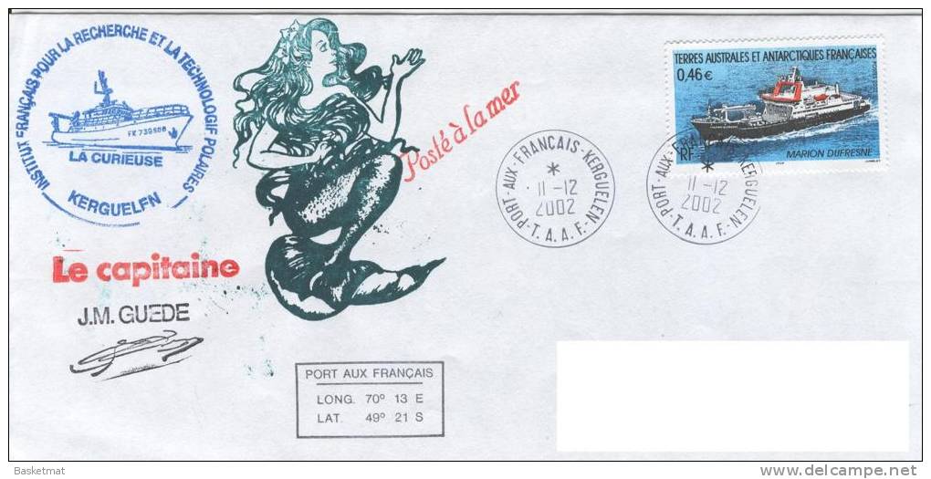 TAAF ENV PORT AUX FRANCAIS 26/10/2002 3 CACHETS SIRENE NAVIRE LA CURIEUSE - Unused Stamps