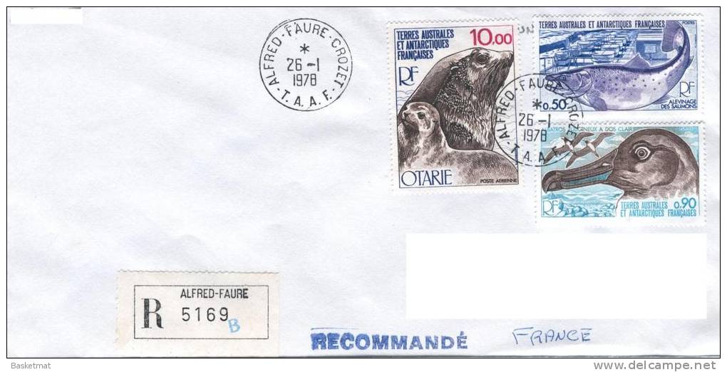 TAAF ENV ALFRED FAURE CROZET  23/1/1978 RECOMMANDEE TIMBRES N°PA 48  71  72 - Nuevos