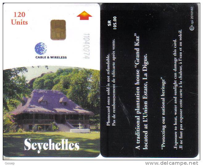 Seychelles-sey-c-04a-plantation House-reverse C-glossy Surface120units+used Card+1 Card Prepiad Free - Seychelles